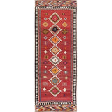 Kilim Qashqai Geometric Hand-Woven Wool Persian Oriental Rug - 9'10" x 3'8" Runner