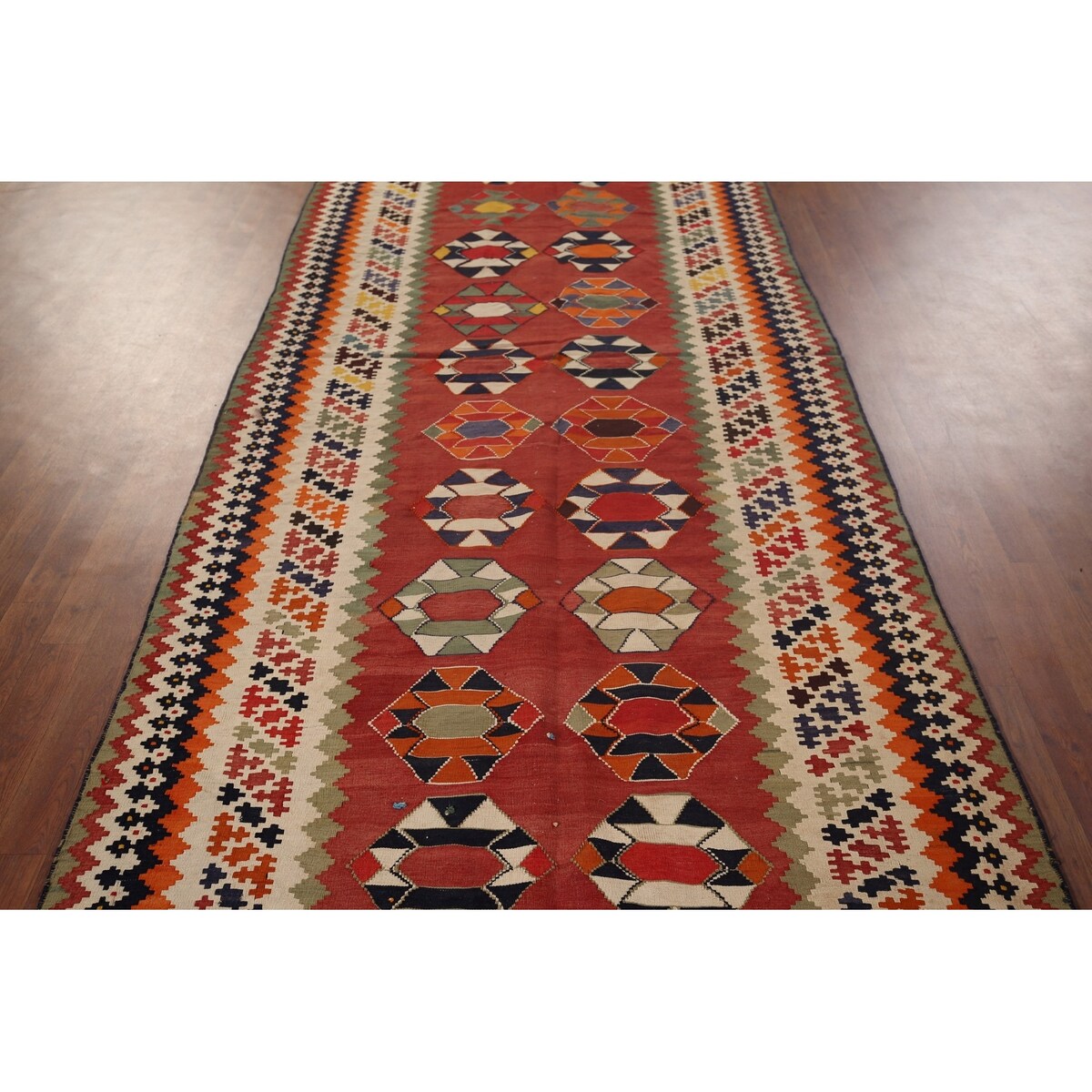 Kilim Qashqai Masterpiece Persian Antique Runner Rug - 4'8"x 19'6"