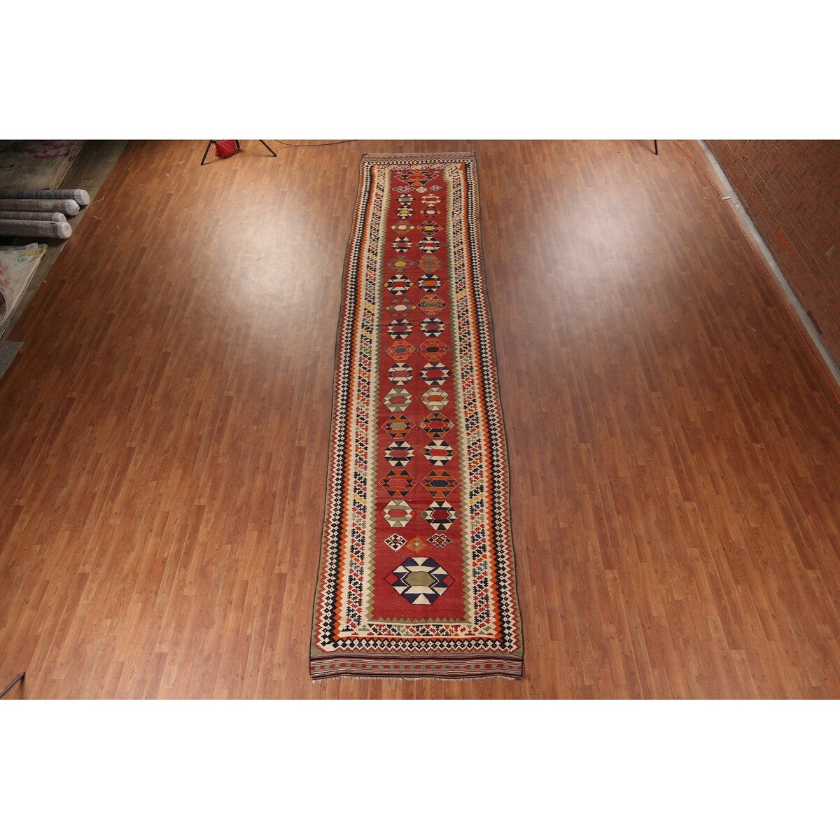 Kilim Qashqai Masterpiece Persian Antique Runner Rug - 4'8"x 19'6"