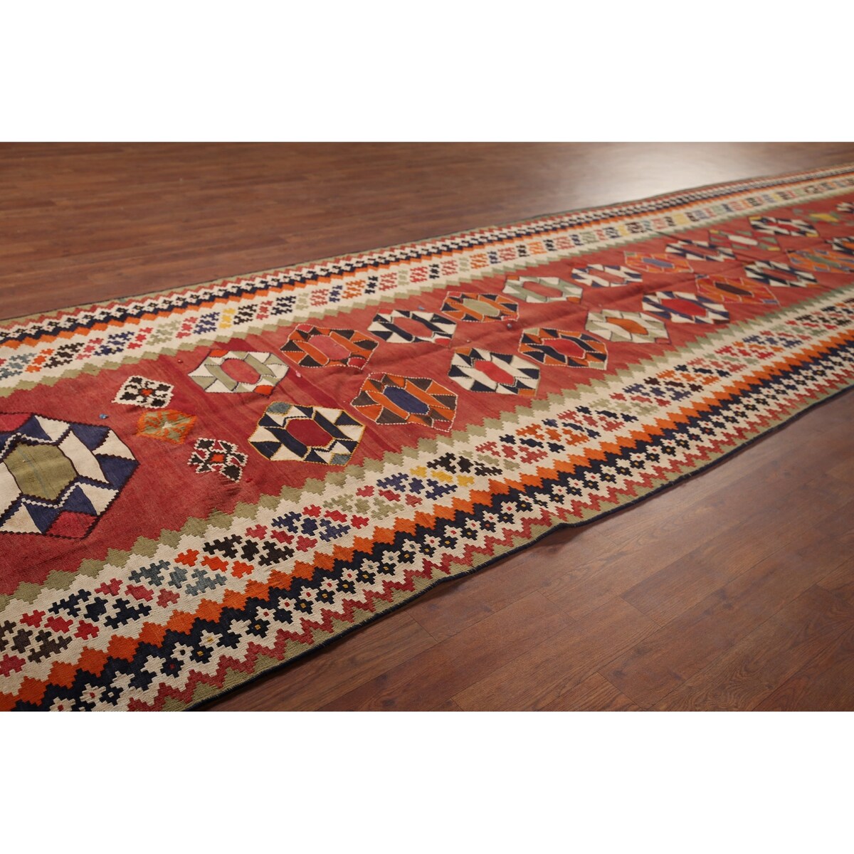 Kilim Qashqai Masterpiece Persian Antique Runner Rug - 4'8"x 19'6"