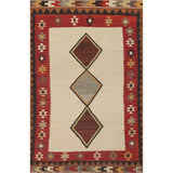 Kilim Qashqai Persian Vintage Rug Flatweave Geometric Wool Carpet - 5'0" x 7'10"