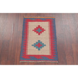 Kilim Shiraz Geometric Hand-Woven Wool Persian Oriental Area Rug - 3'0" x 2'1"
