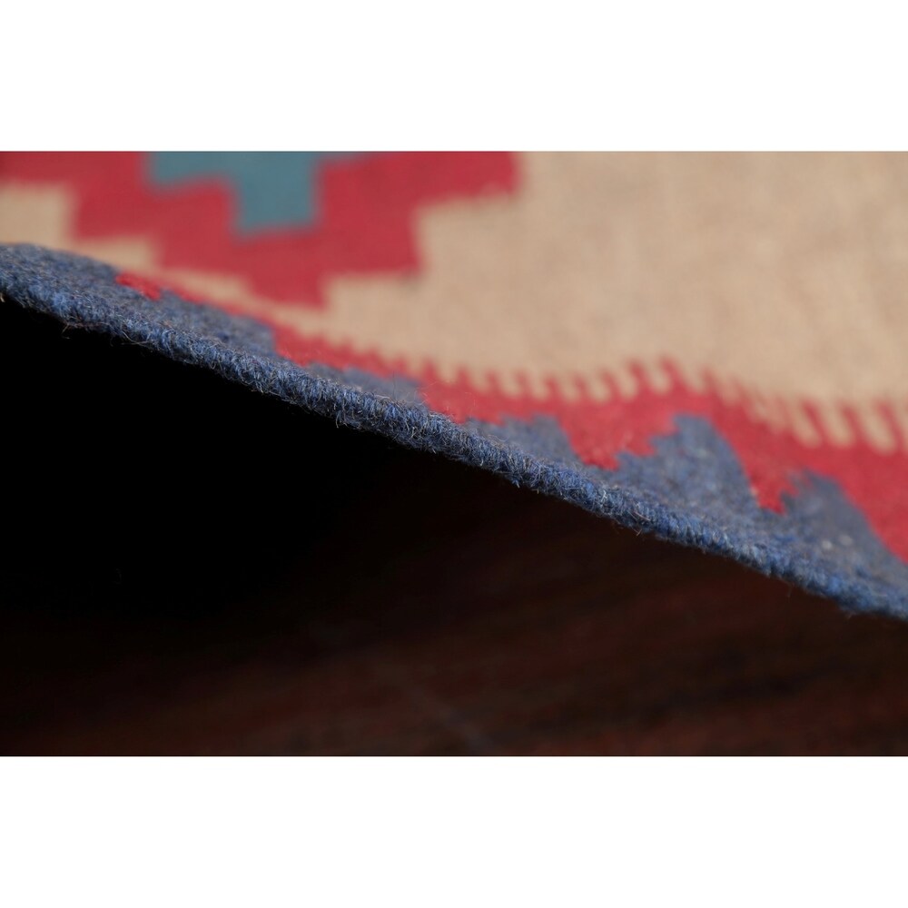 Kilim Shiraz Geometric Hand-Woven Wool Persian Oriental Area Rug - 3'0" x 2'1"