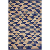 Kilim Sweet Ivory/Blue Hand-Woven Wool Rug -6'4 x 8'9 - 6'4" x 8'9"