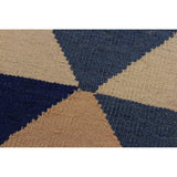Kilim Sweet Ivory/Blue Hand-Woven Wool Rug -6'4 x 8'9 - 6'4" x 8'9"