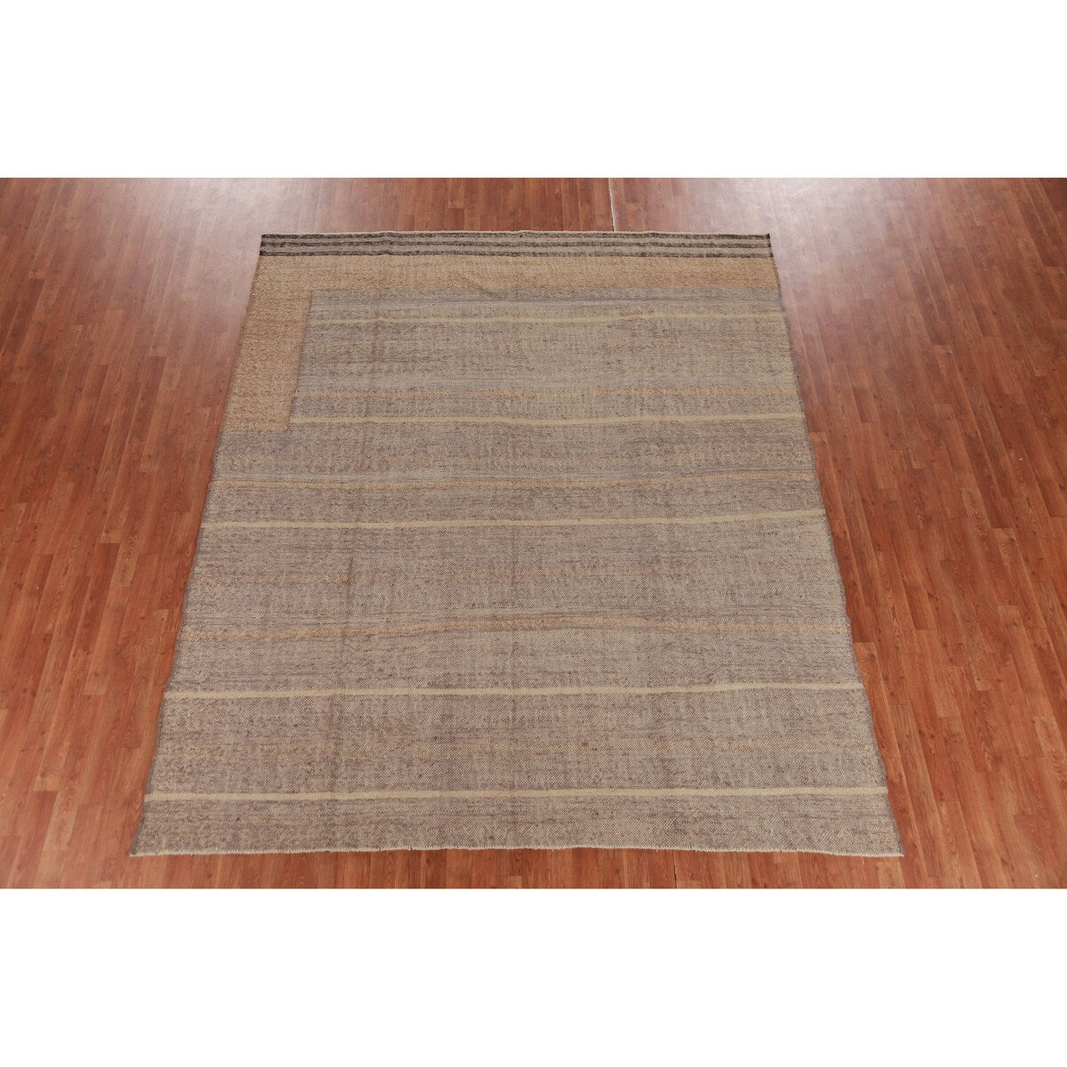 Kilim Turkish Area Rug Hand-Woven Jute Carpet - 8'4" x 9'11"