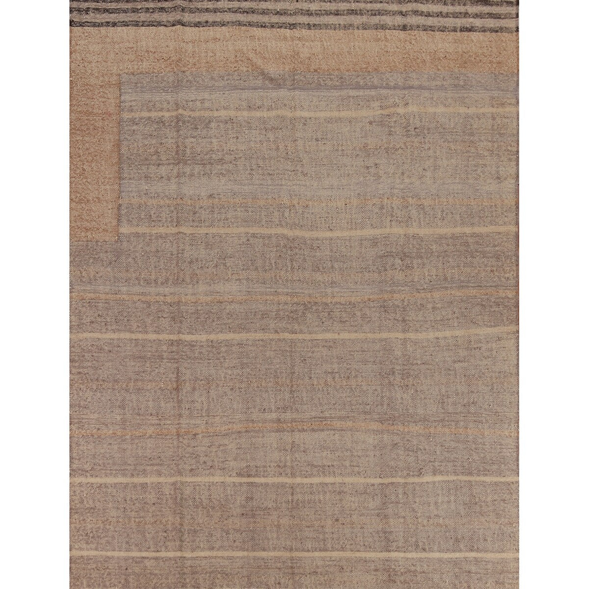 Kilim Turkish Area Rug Hand-Woven Jute Carpet - 8'4" x 9'11"