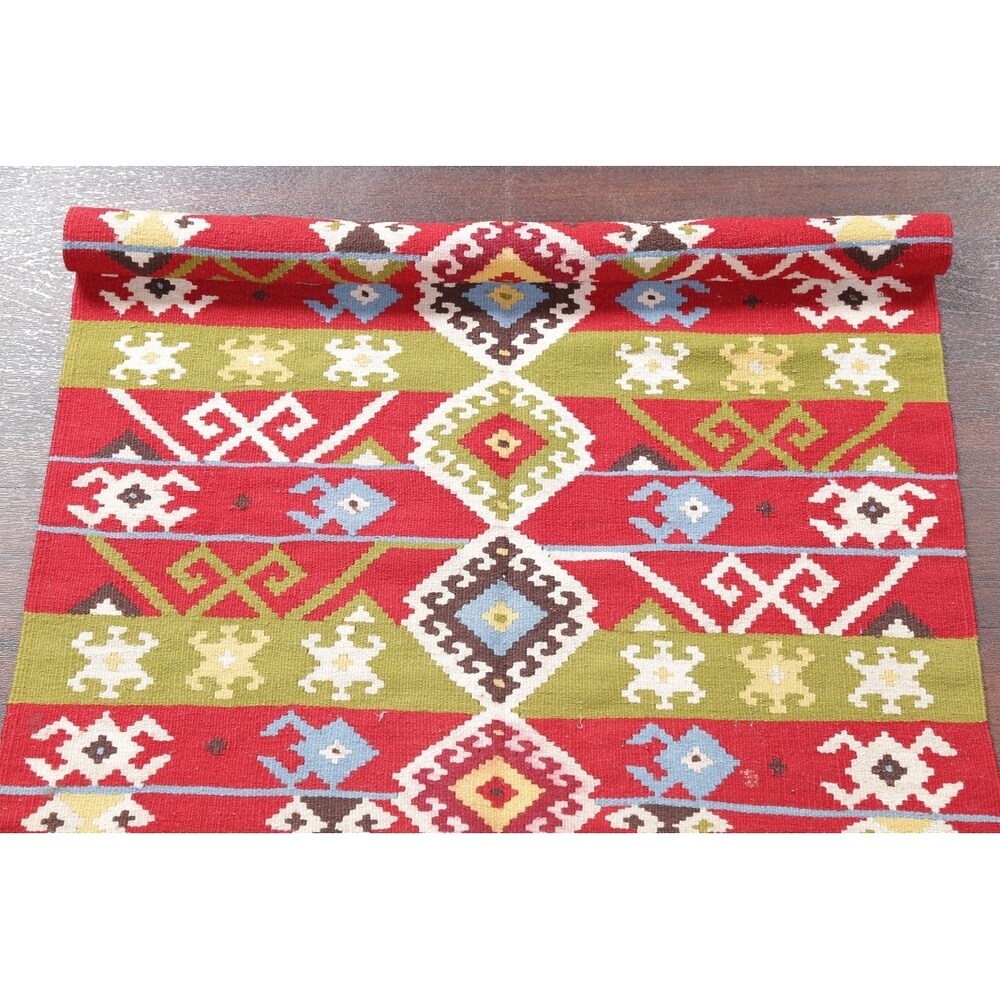 Kilim Wool Turkish Traditional Hand Woven Oriental Area Rug Red - 4'8" x 2'6"