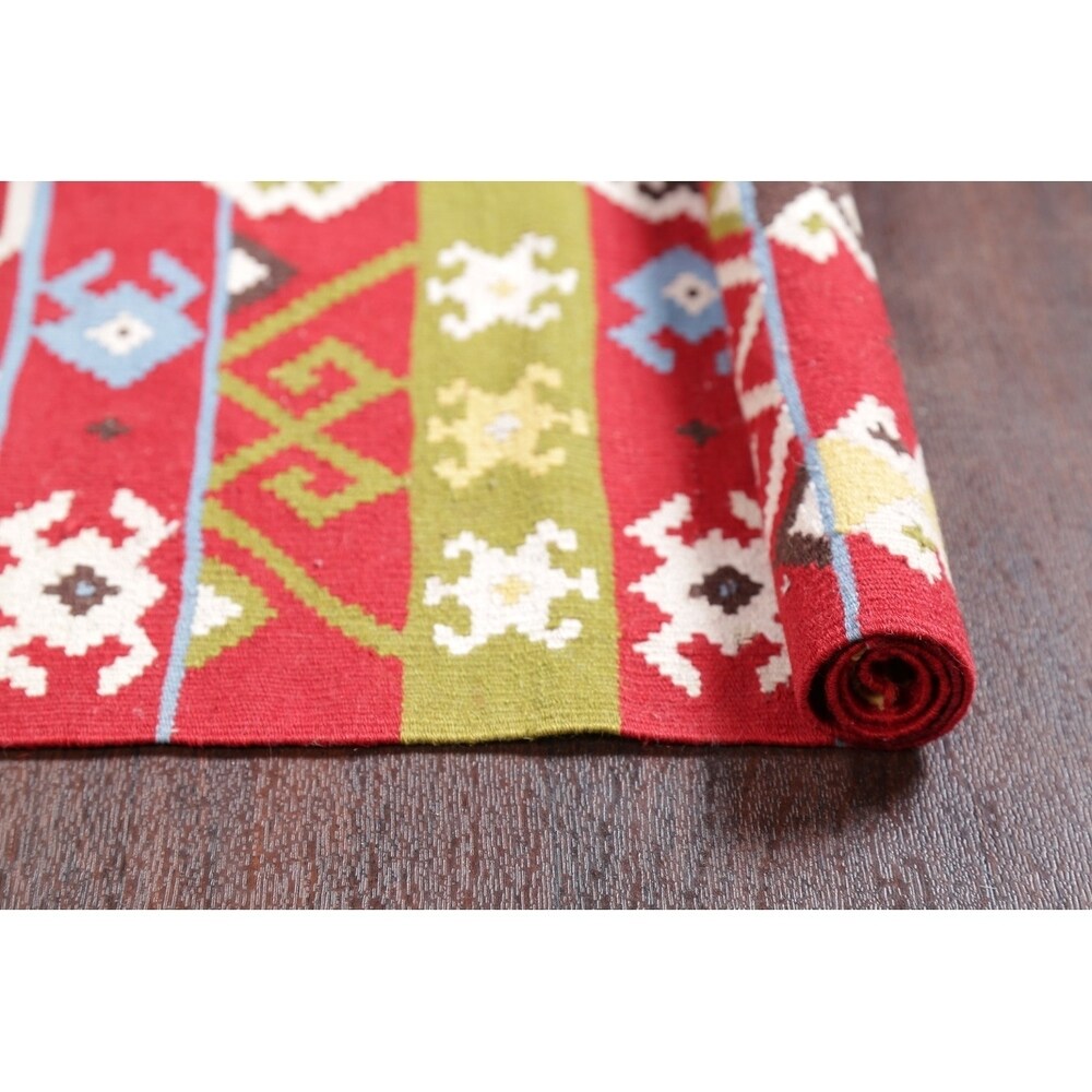 Kilim Wool Turkish Traditional Hand Woven Oriental Area Rug Red - 4'8" x 2'6"