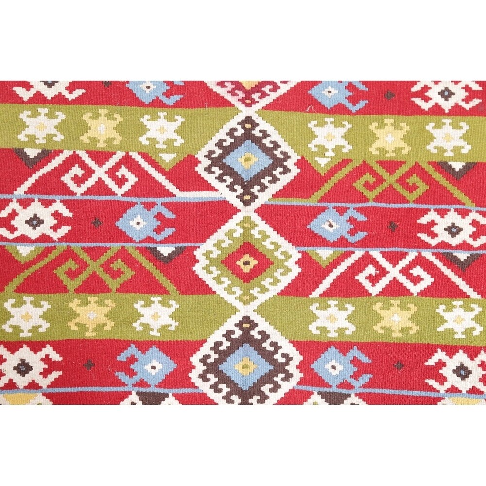 Kilim Wool Turkish Traditional Hand Woven Oriental Area Rug Red - 4'8" x 2'6"