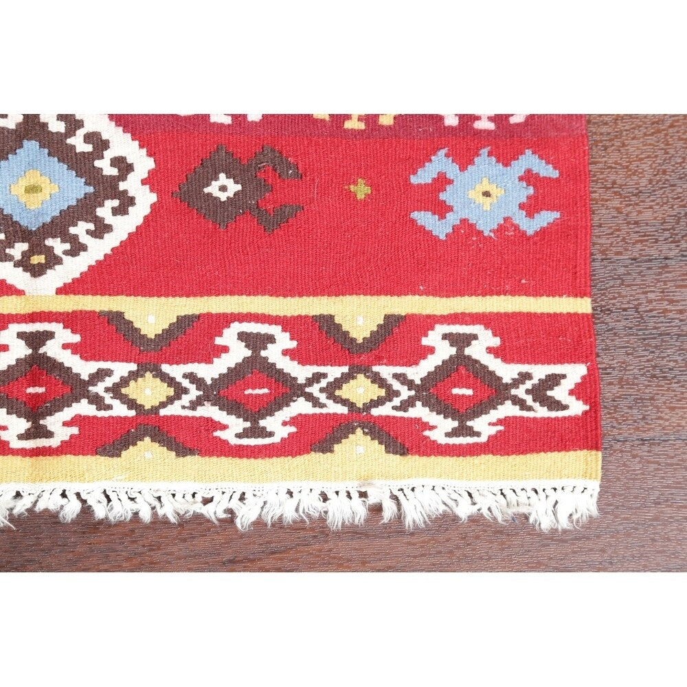Kilim Wool Turkish Traditional Hand Woven Oriental Area Rug Red - 4'8" x 2'6"