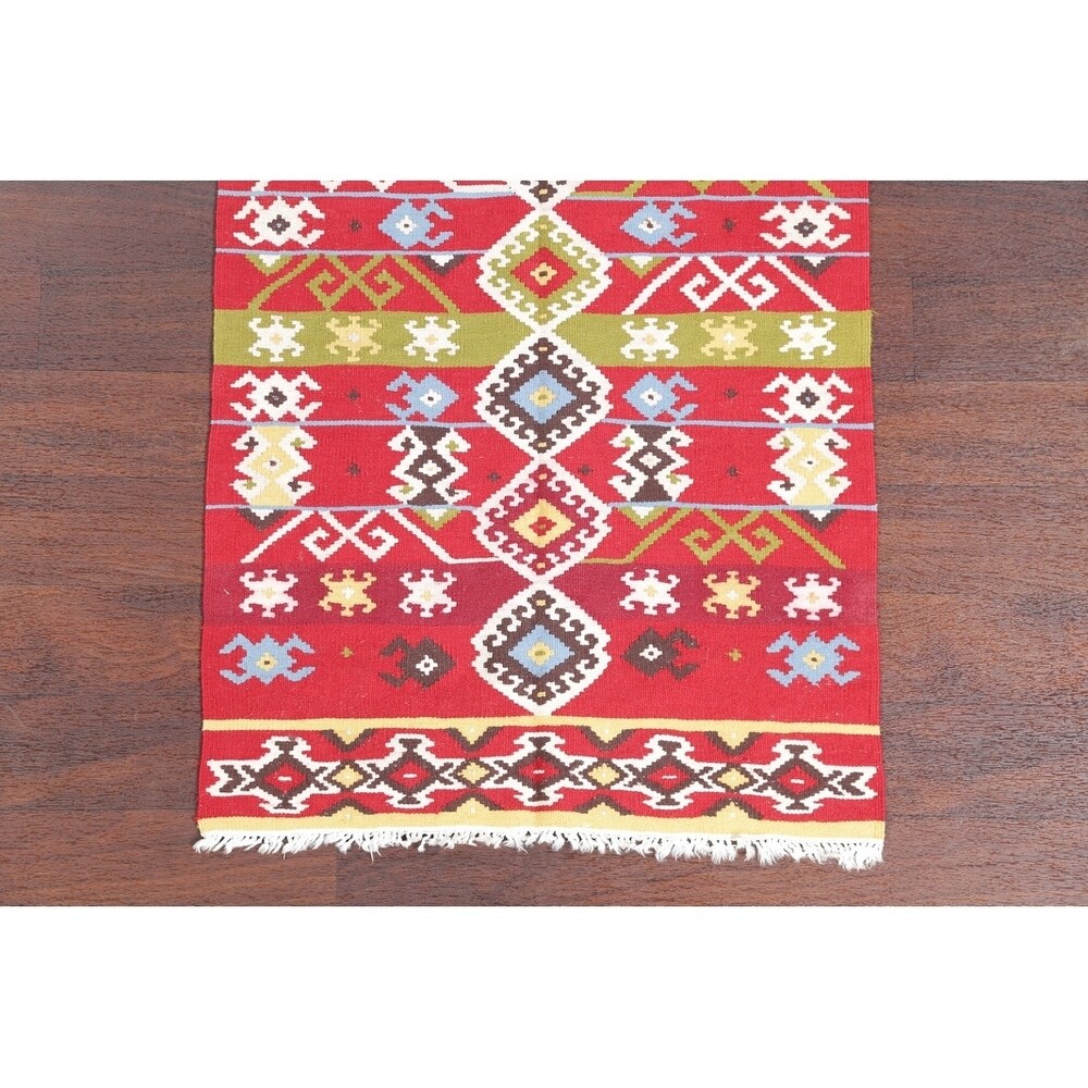 Kilim Wool Turkish Traditional Hand Woven Oriental Area Rug Red - 4'8" x 2'6"