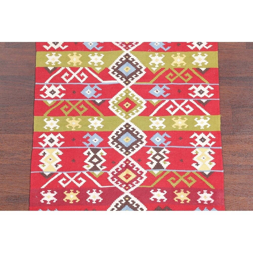 Kilim Wool Turkish Traditional Hand Woven Oriental Area Rug Red - 4'8" x 2'6"