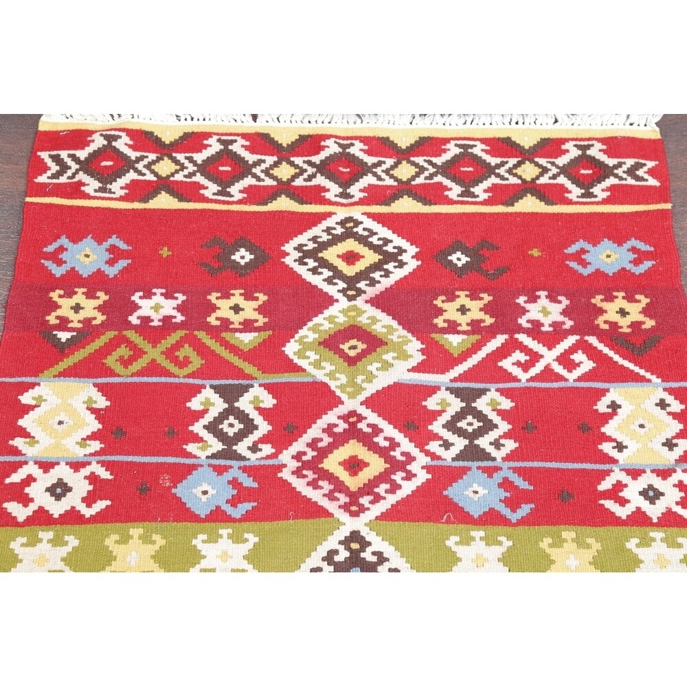 Kilim Wool Turkish Traditional Hand Woven Oriental Area Rug Red - 4'8" x 2'6"