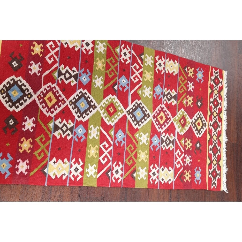 Kilim Wool Turkish Traditional Hand Woven Oriental Area Rug Red - 4'8" x 2'6"
