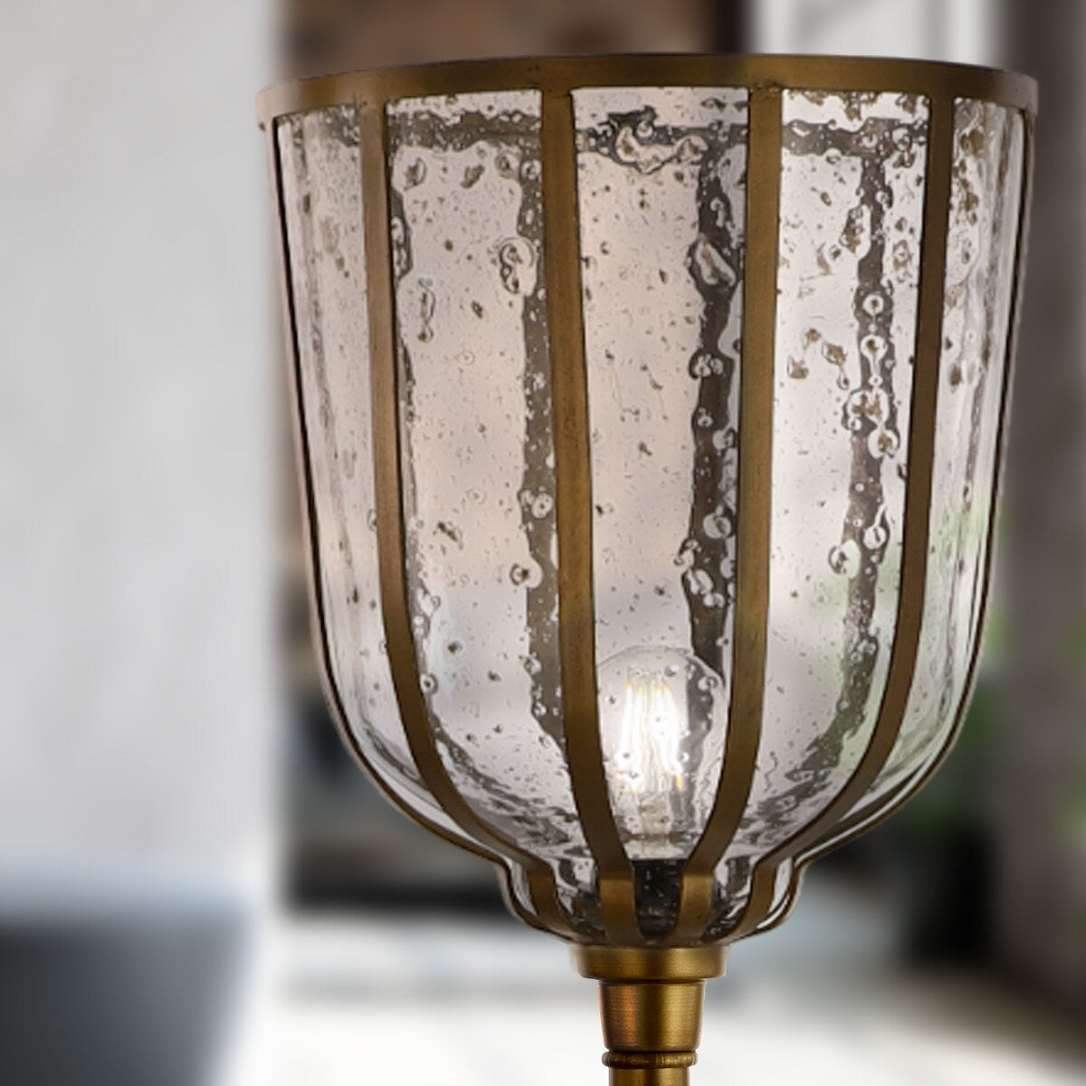 Killian River of Goods Brass and Clear Glass and Metal 70-Inch Candlestick Floor Lamp - 11.25" x 11.25" x 69.5"