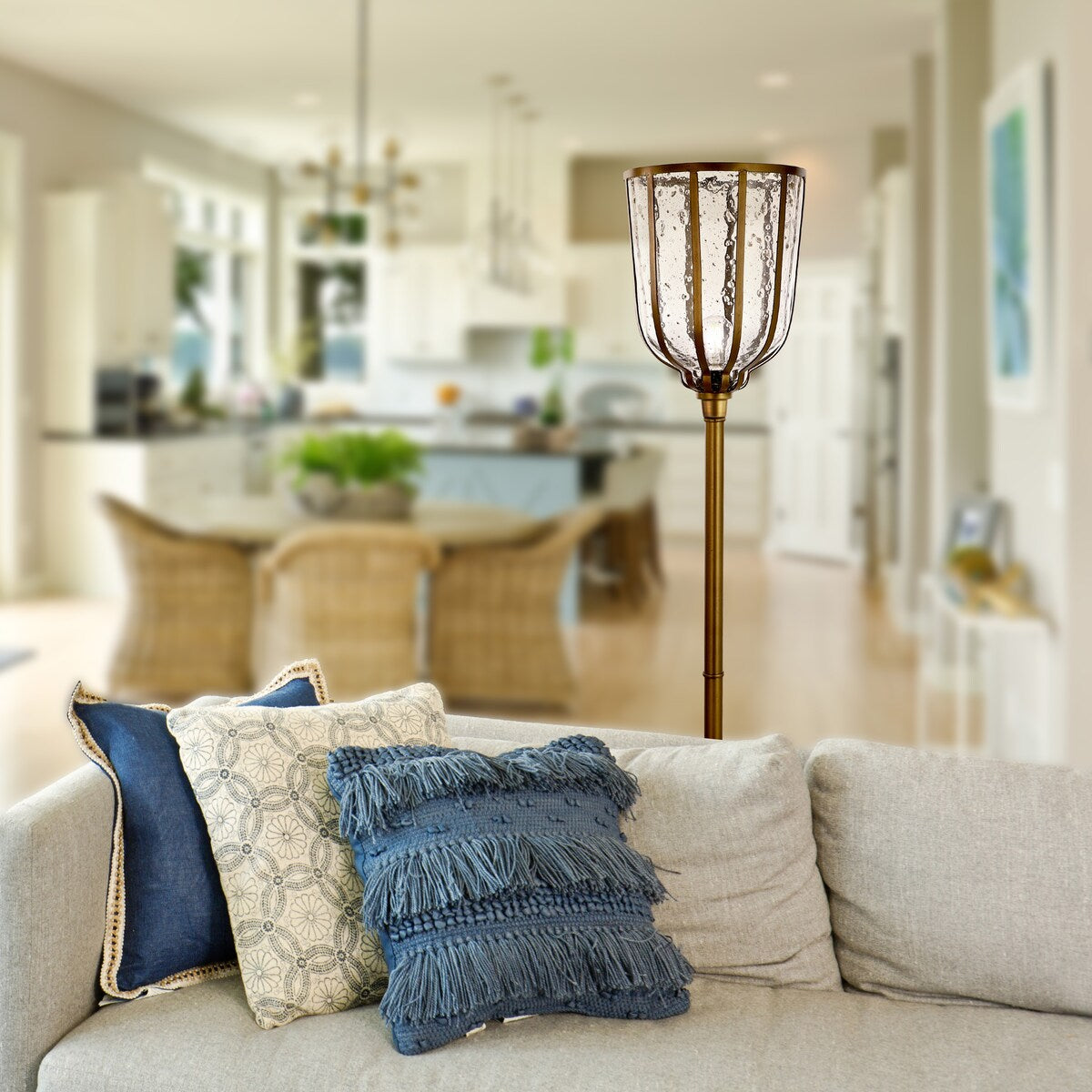 Killian River of Goods Brass and Clear Glass and Metal 70-Inch Candlestick Floor Lamp - 11.25" x 11.25" x 69.5"