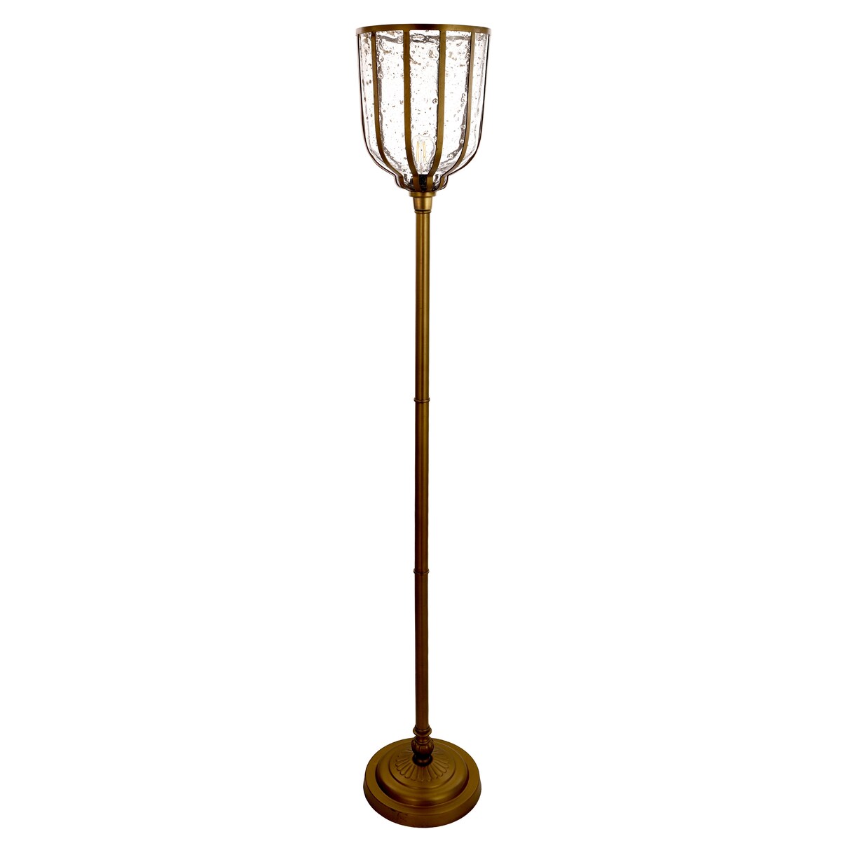 Killian River of Goods Brass and Clear Glass and Metal 70-Inch Candlestick Floor Lamp - 11.25" x 11.25" x 69.5"