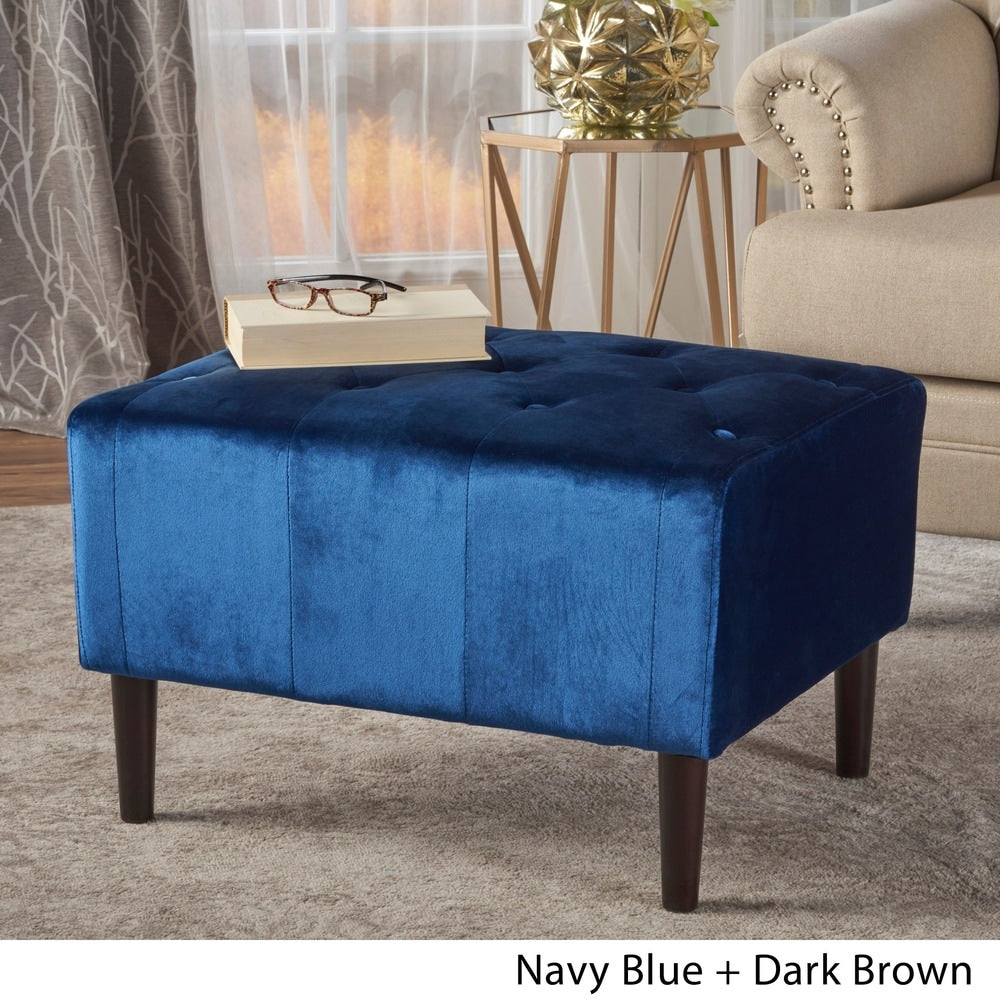 Kimiko Tufted Velvet Rectangle Ottoman Stool by Christopher Knight Home