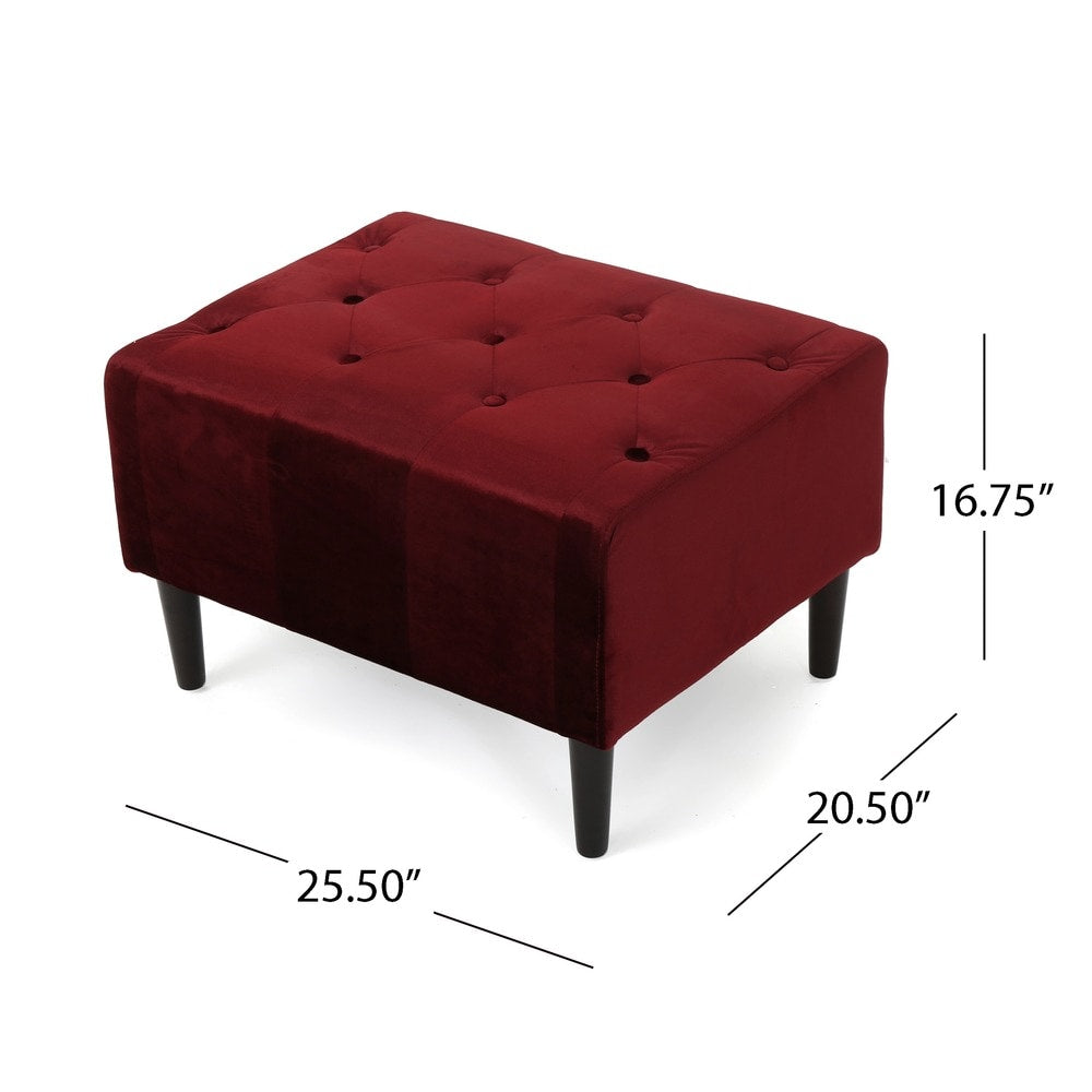 Kimiko Tufted Velvet Rectangle Ottoman Stool by Christopher Knight Home