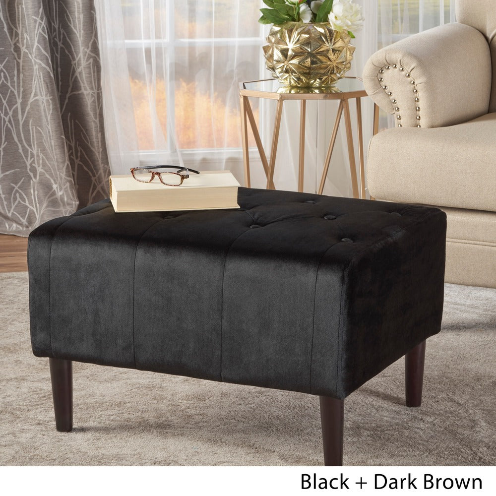 Kimiko Tufted Velvet Rectangle Ottoman Stool by Christopher Knight Home