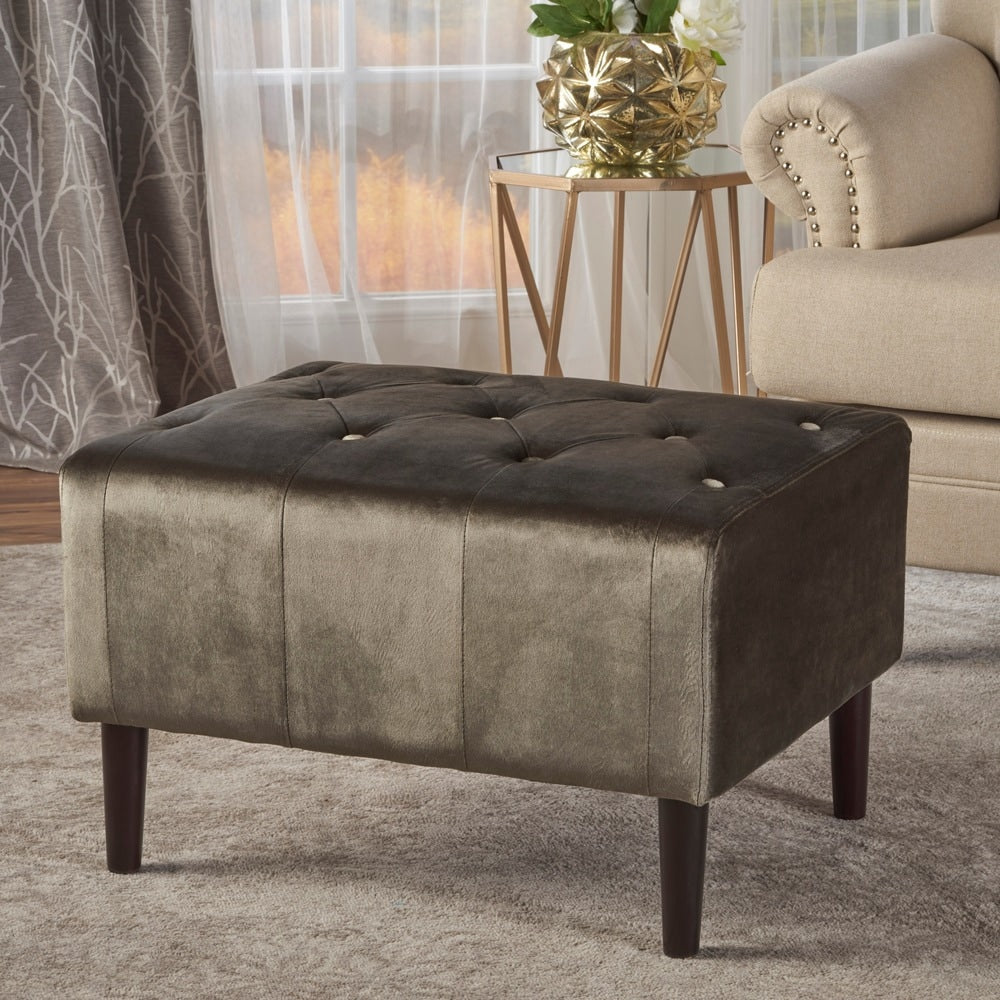 Kimiko Tufted Velvet Rectangle Ottoman Stool by Christopher Knight Home