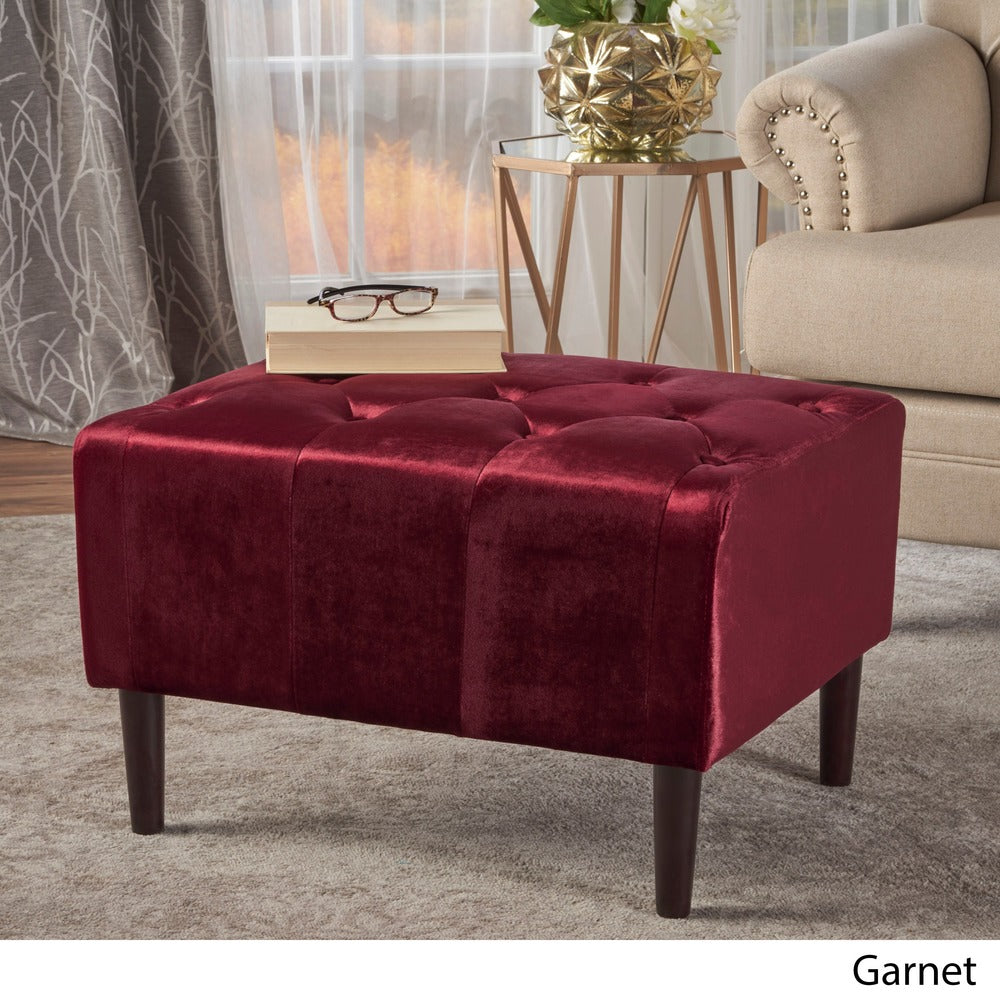 Kimiko Tufted Velvet Rectangle Ottoman Stool by Christopher Knight Home