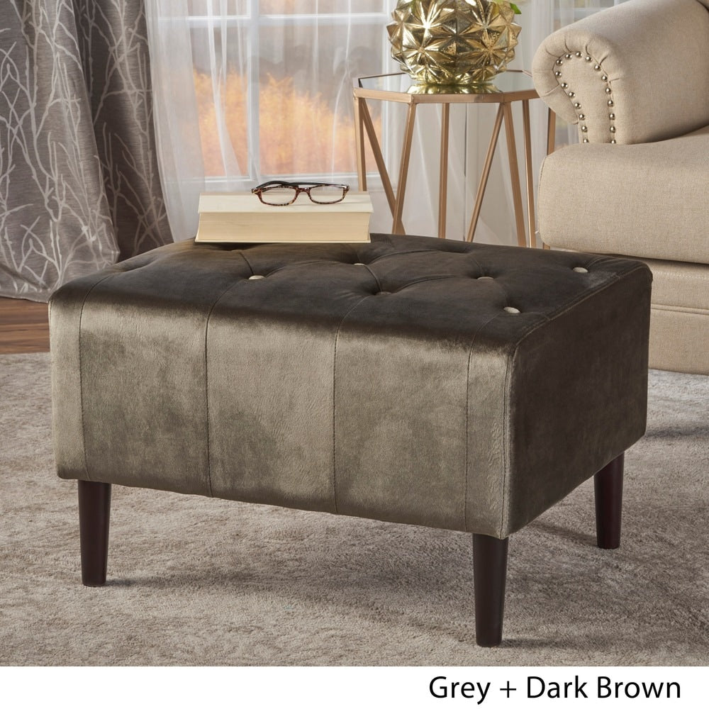 Kimiko Tufted Velvet Rectangle Ottoman Stool by Christopher Knight Home