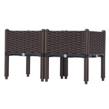 Kinbor 2-Piece Rattan Flower Planter Box Set,Raised Garden Bed w/ Legs, Compact Footprint, and Self-Watering Design