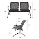 Kinbor 2-Seat Airport Reception Chair, Waiting Room Bench, Visitor Guest Chair for Bank Salon Barbershop