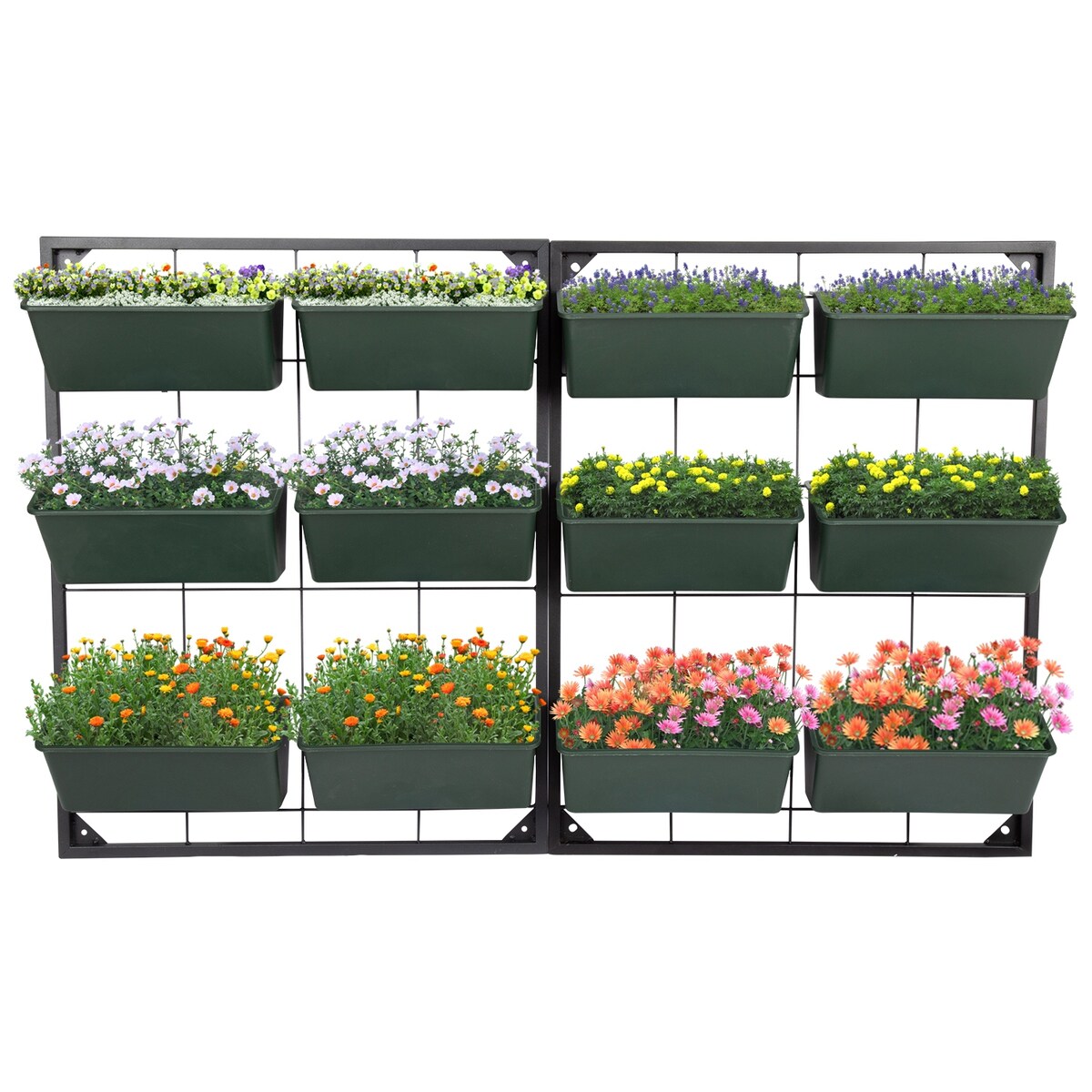 Kinbor 3-Tier Vertical Garden Planter, Wall Mounted Hanging Planter Box with 6 Containers for Herbs, Vegetables, Balcony, Patio
