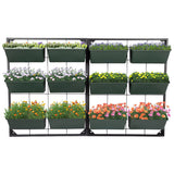 Kinbor 3-Tier Vertical Garden Planter, Wall Mounted Hanging Planter Box with 6 Containers for Herbs, Vegetables, Balcony, Patio