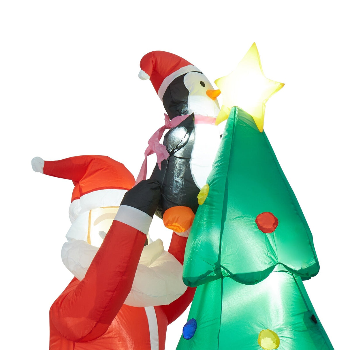 Kinbor 6FT/7Ft Christmas Inflatable Santa Claus Christmas Tree for Indoor Outdoor Air Blown Garden Yard Party Decoration