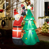Kinbor 6FT/7Ft Christmas Inflatable Santa Claus Christmas Tree for Indoor Outdoor Air Blown Garden Yard Party Decoration