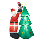 Kinbor 6FT/7Ft Christmas Inflatable Santa Claus Christmas Tree for Indoor Outdoor Air Blown Garden Yard Party Decoration