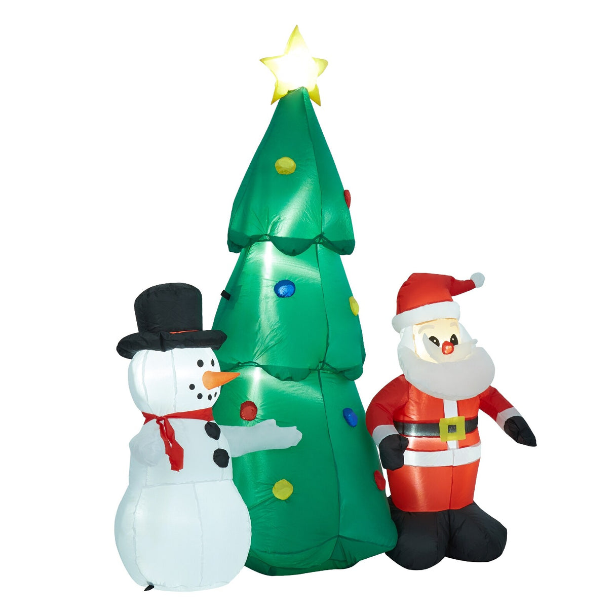 Kinbor 6FT/7Ft Christmas Inflatable Santa Claus Christmas Tree for Indoor Outdoor Air Blown Garden Yard Party Decoration