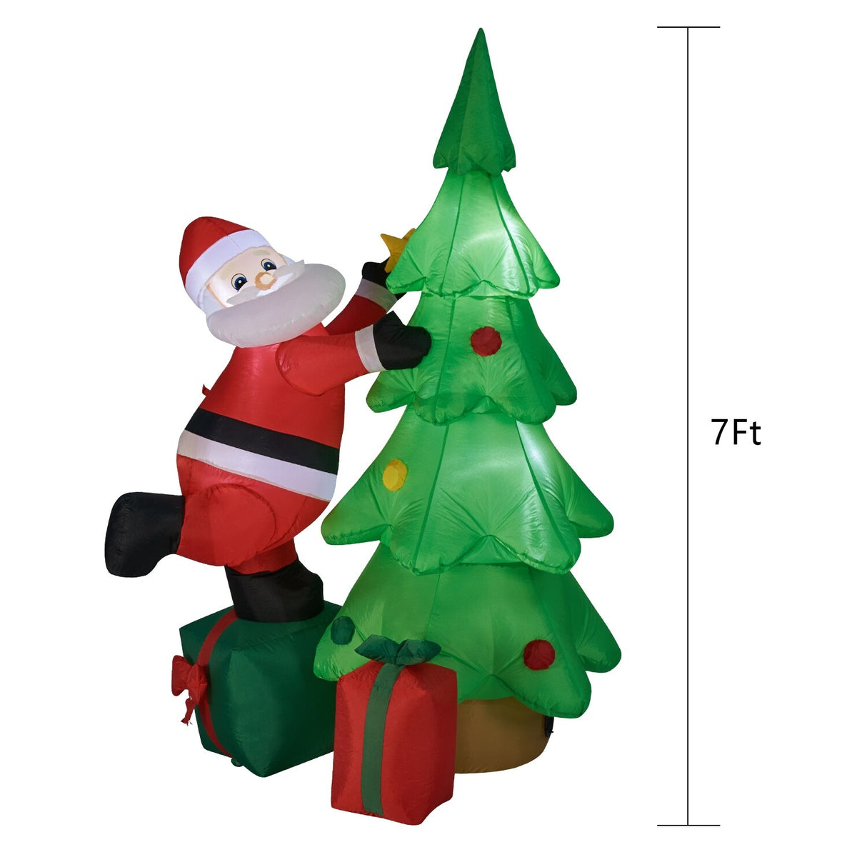Kinbor 6FT/7Ft Christmas Inflatable Santa Claus Christmas Tree for Indoor Outdoor Air Blown Garden Yard Party Decoration