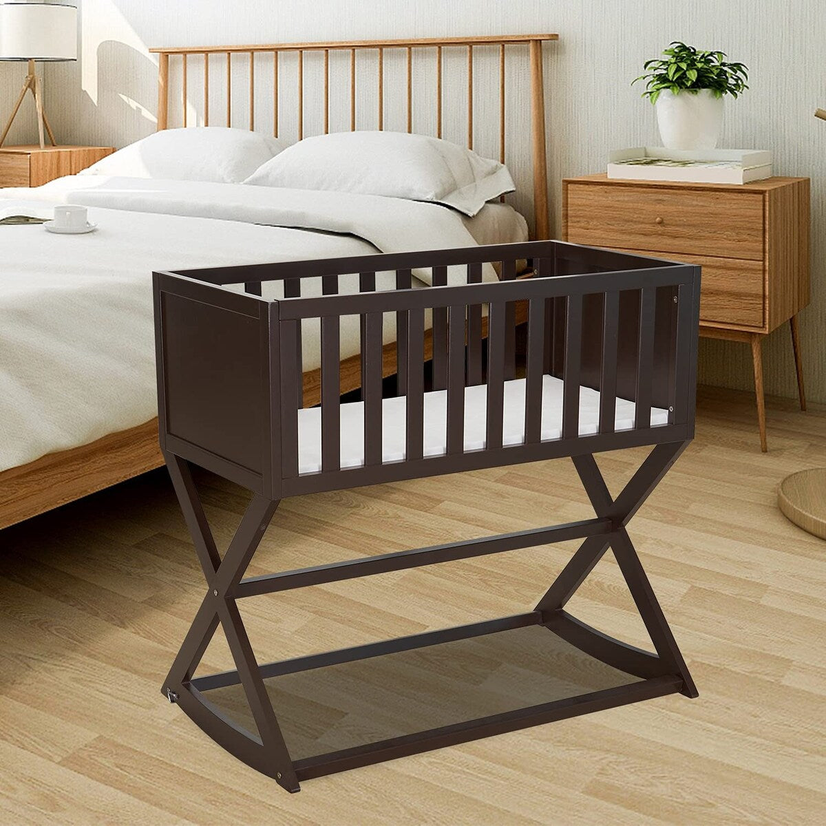 Kinbor Baby Cradle, Stationary and Rocking Bassinet