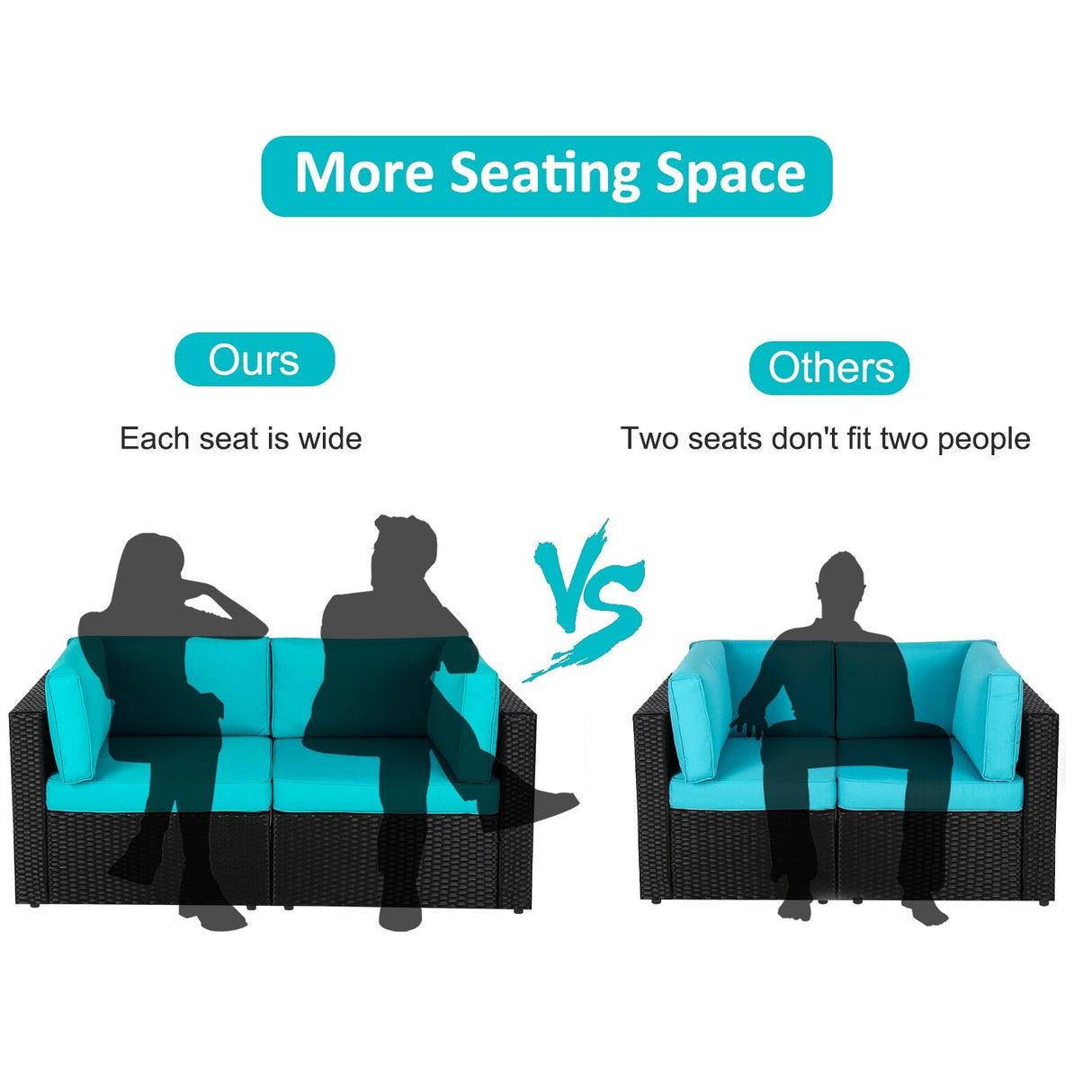 Kinbor Outdoor Patio 7 Pieces Furniture Sofa Sets, Rattan Wicker Sectional Sofa Conversation Set With Cushions & Coffee Table