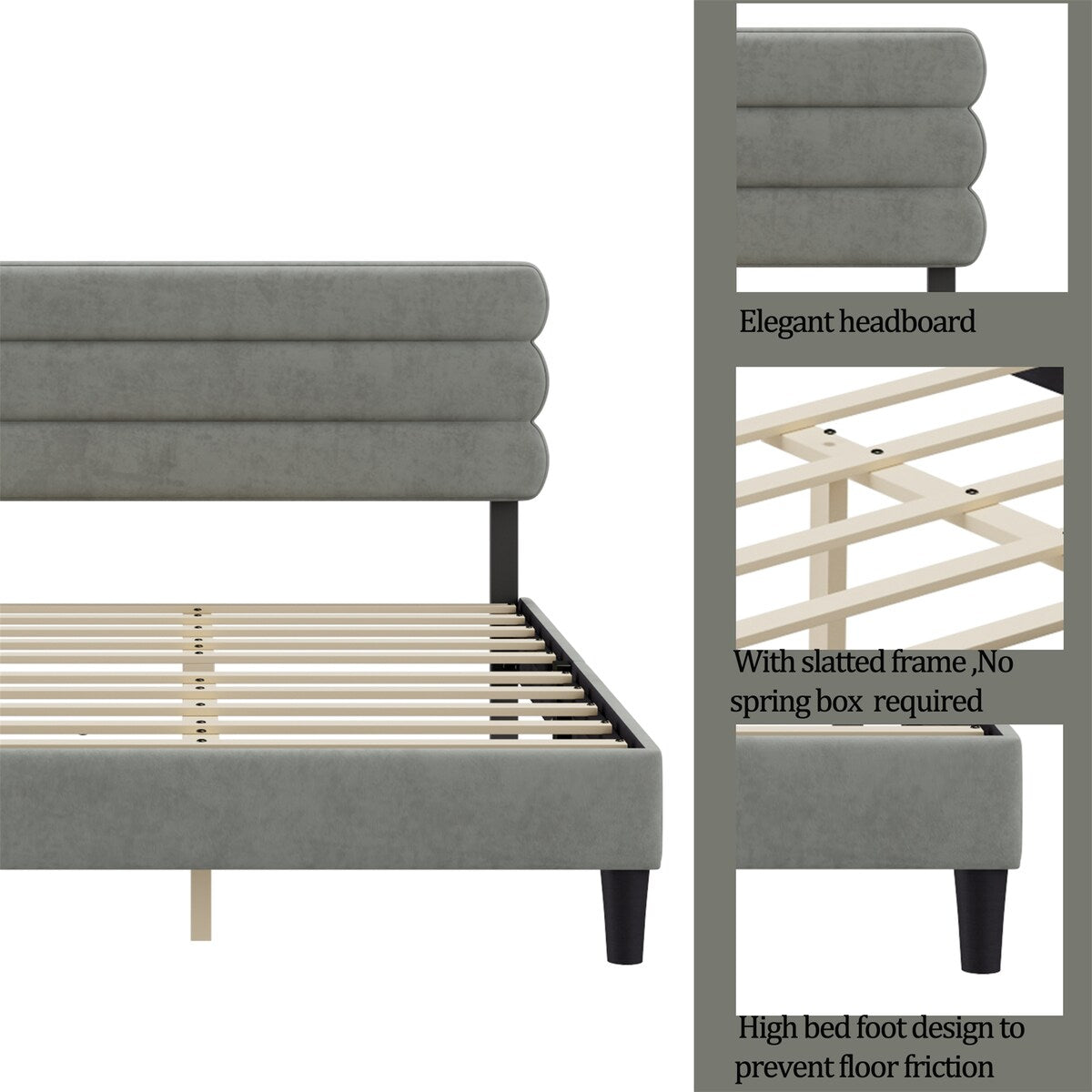 King Bed Frame with Headboard