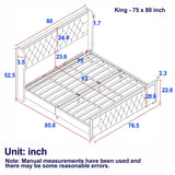 King Platform Bed Frame with Adjustable Colorful Lighted Strip Headboard