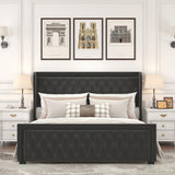 King Platform Bed Frame with Adjustable Colorful Lighted Strip Headboard
