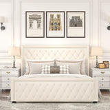 King Platform Bed Frame with Adjustable Colorful Lighted Strip Headboard