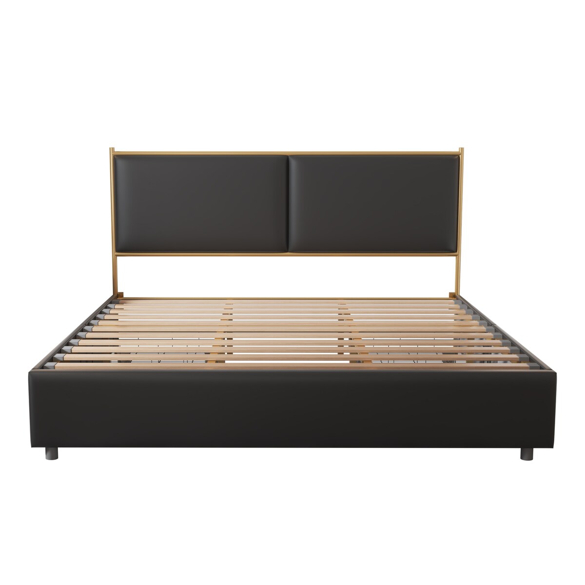 King Platform Bed w/ Steamed Bread Shaped Headboard & Drawer, Black