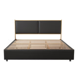 King Platform Bed w/ Steamed Bread Shaped Headboard & Drawer, Black
