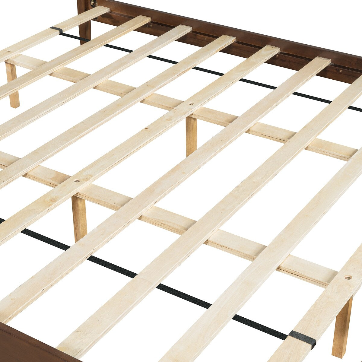King/Queen/Full Walnut Platform Bed with Slat Supports for Bedroom