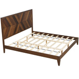 King/Queen/Full Walnut Platform Bed with Slat Supports for Bedroom