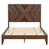 King/Queen/Full Walnut Platform Bed with Slat Supports for Bedroom