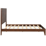 King/Queen/Full Walnut Platform Bed with Slat Supports for Bedroom