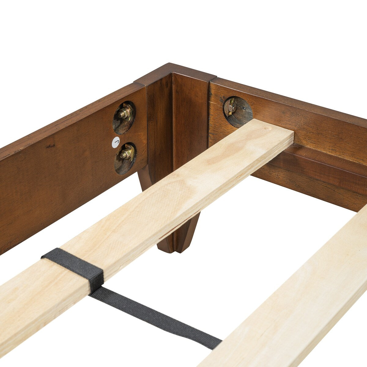 King/Queen/Full Walnut Platform Bed with Slat Supports for Bedroom
